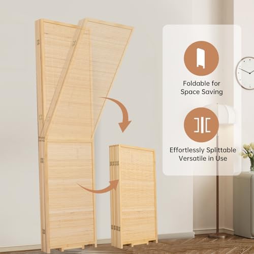 Room Divider Folding Privacy Screens,Hand-Made Natural Bamboo Room Dividers - Image 4
