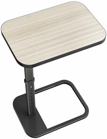 Driftwood Grey TV Tray Table, Adjustable Height & Rounded Metal Corners, Snack Table for Couch, Sofa, Bed, Chair, Living Room, C Shaped End Side Table for Eating, Dinner or Laptop, Small Spaces by Kitstorack
