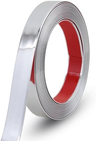 Gaahing 196.8" x 1" Shiny Silver Molding & Wall Trim, Flexible Peel and Stick Decorative Strip for Tile, Mirror, Ceiling, Floor, Panel, Cabinet by Getallthemoldingtrimsyoulike