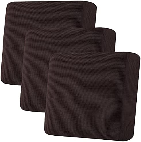 H.VERSAILTEX Super Stretch Individual Seat Cushion Covers - Sofa & Couch Cushion Slipcover Sets - Thick Jacquard Textured Twill Fabric (3 Piece XL, Chocolate) by HVERSAILTEX