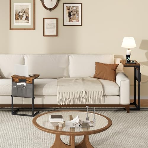 HOOBRO Side Tables for Couch, Adjustable Height C Shaped End Tables - Image 2