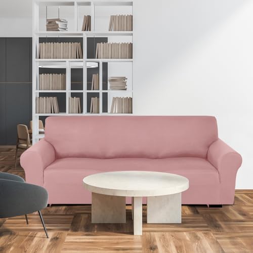 Peryiter 3 Pcs Couch and Loveseat Sofa Covers,Light Pink,Milk Silk - Image 7