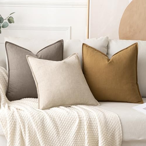 MIULEE Decorative Linen Pillow Covers 18x18 Inch Dune - Image 4