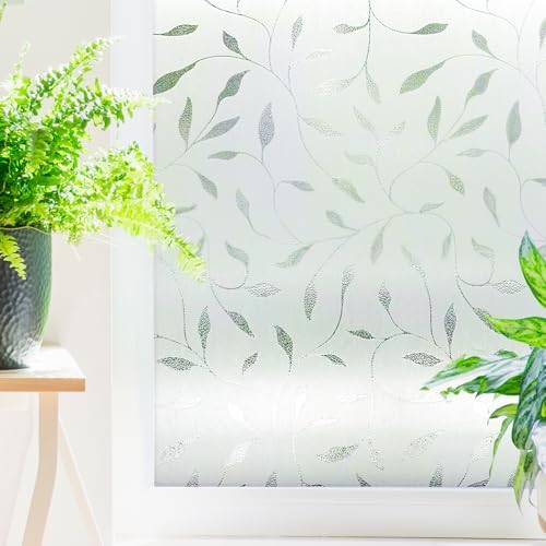 Etched Leaf Window Privacy Film by Artscape - Decorative Privacy Frosted Glass Design, Static Cling, Day and Night Privacy, UV Protection, Easy to Apply and Removable, Made in USA - 24 x 36 Inch by Unknown