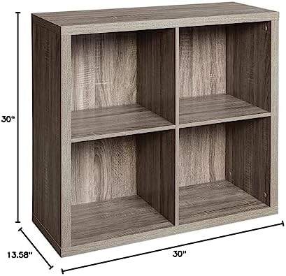 ClosetMaid 4 Cube Storage Shelf Organizer Bookshelf with Back Panel, Easy Assembly, Wood, Weathered Gray - Image 6