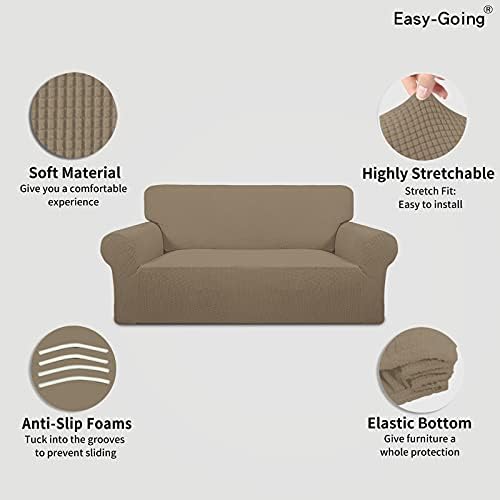 Easy-Going Stretch Oversized Loveseat Couch Covers Washable Natural - Image 3