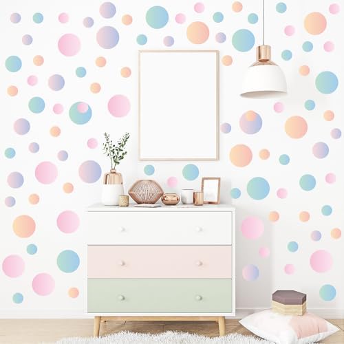 250 PCS Removable Boho Aesthetic Gradient Polka Dot Vinyl Wall Decals | 10 sheets peel & stick waterproof circle stickers for modern bedroom, living Room, office & playroom decor (1.2–2.6 in) - Image 6