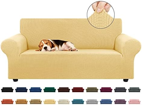 KEKUOU Stretch Loveseat Couch Cover, 2 Cushion Couch Slipcover,Champagne by KEKUOU