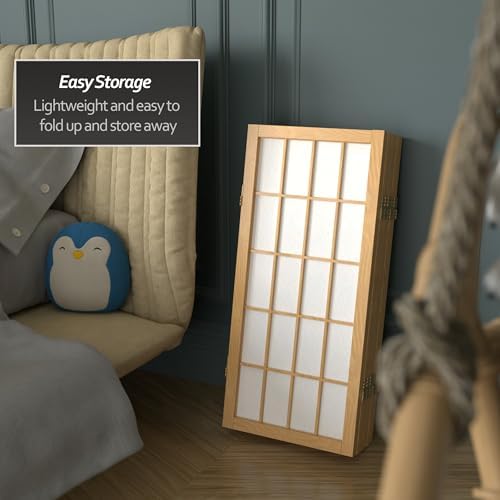 2 ft. Short Desktop Window Pane Shoji Screen - Natural - 6 Panels - Image 5