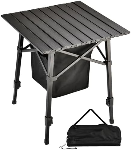 Aluminum Folding Camping Side Table with Carry Bag and Storage,Black by Pnbfhn