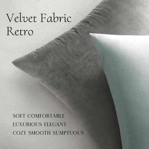 MIULEE Velvet Throw Pillow Covers 16x16 Inch Pack of 2 Grey - Image 5
