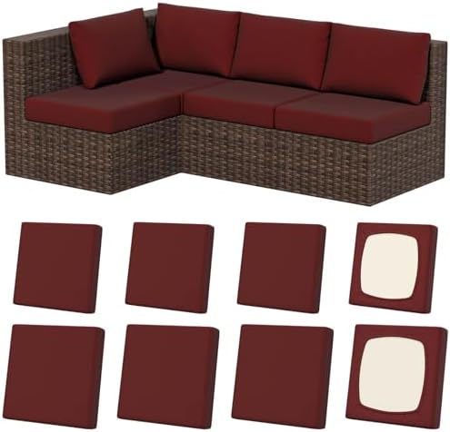 8Pcs Outdoor Cushion Covers, Stretch Patio Furniture Couch Chair Slipcovers by VORSHAPE