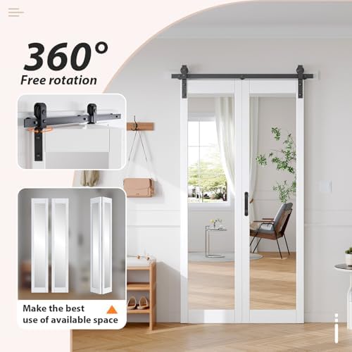 FREDBECK Bifold Mirror Closet Barn Door 42x84 Hardware Included,1 Panels - Image 4