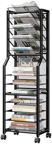 Simple Trending 12 Tier Rolling File Cart, Desk File Organizer with Sliding Trays and Metal Mesh Paper Letter Storage Multi Functional Rolling Clutter Cart for Office, Home, School, Black by SimpleTrending