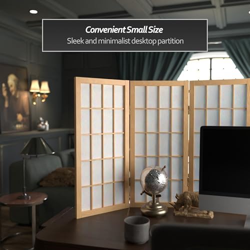 2 ft. Short Desktop Window Pane Shoji Screen - Natural - 6 Panels - Image 2