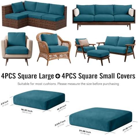 8Pcs Outdoor Cushion Covers, Stretch Patio Furniture Couch Chair Slipcovers - Image 2