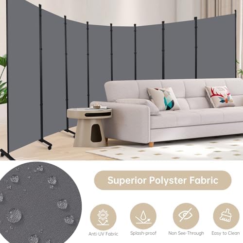 Room Divider Large 8 Panel Privacy Screen,Portable Room Partition on Wheels - Image 3