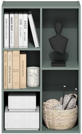 Furinno LUDER Book Shelf, 5-Cube Bookshelf, Reversible Bookcase, 9.4 x 19.5 x 31.5, Easy Assembly, for Living Room, Bedroom, Home Office, Sage Green - Image 5