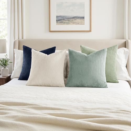 MIULEE Soft Corduroy Decorative Throw Pillow Covers Muted Teal 18x18 - Image 4