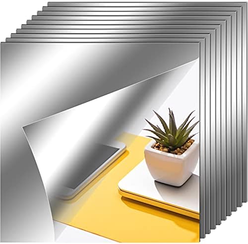 Zonon 10 Pieces Flexible Mirror Sheets Self Adhesive,7.9 X 7.9 Inches by Zonon