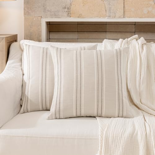 Hckot Striped Throw Pillow Covers 24x24 Set of 2 Taupe Pillow Covers - Image 2