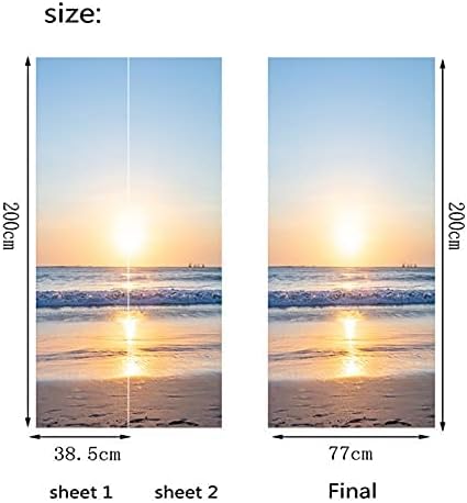 artfanke 3D Sunrise Ocean Door Sticker Peel and Stick 30.3"x78.7"- Self-Adhesive Door Murals Wallpaper Decal for Living Room Bedroom Decor(2 Sheets/Set) - Image 6