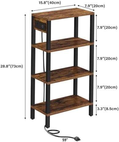 TUTOTAK Narrow Side Table Set of 2, Small End Table with Charging Station - Image 3