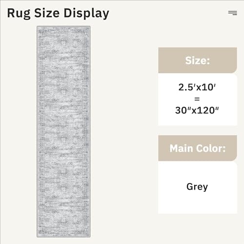Soalmost Hallway Runner Rug 2'6"x10' Non-Slip Runners for Kitchen Grey - Image 5