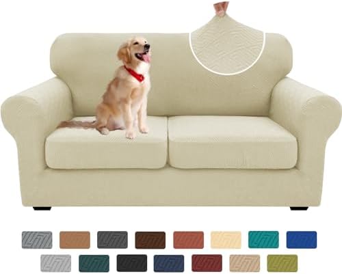 XINEAGE 3-Piece Stretch Loveseat Sofa Cover, Washable Couch Covers for Dog by XINEAGE