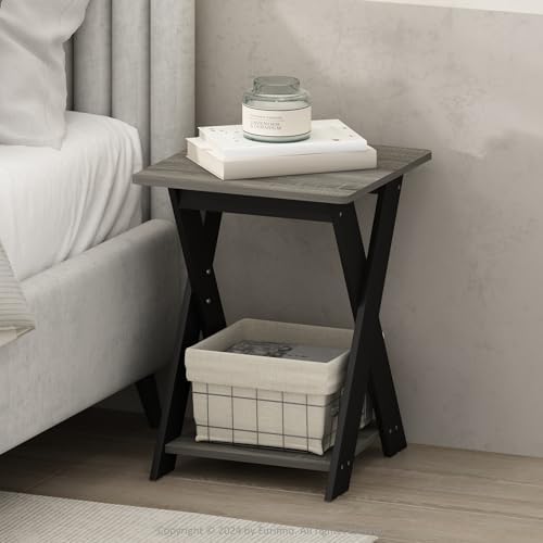 Furinno TIDUR 2-Tier Oval Night Stand with Open Shelf, French Oak by Furinno-FitsYourSpaceFitsYourBudget