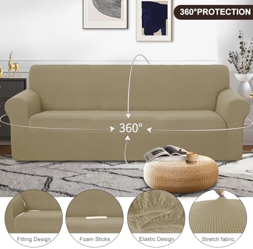 U-NICE HOME Oversized Stretch Couch Cover Slipcover, Sand - Image 3