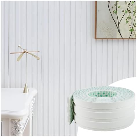 4-in White EVA molding Peel and Stick Panel, 3D Flexible Fluted self Adhesive Panels molding Trim for TV Background Wall, Playroom Safety & Modern Interior Decor(16.4FT) by MoreconvenientMoldingtrim