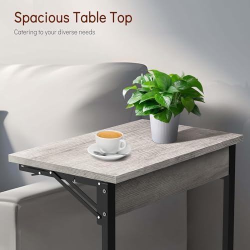 Tatub 24" TV Tray Table Set of 4, Folding C Shaped End Table, Small Sofa Side Laptop Desk for Living Room, Bedroom, Ivory White - Image 6