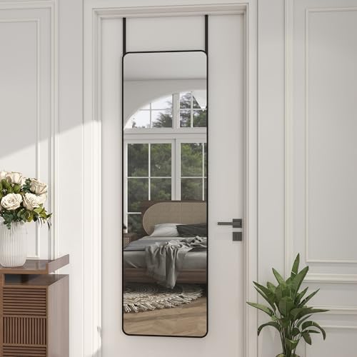 48"x 14" Full Length Door Mirror, Over the Door Mirror, Black - Image 2