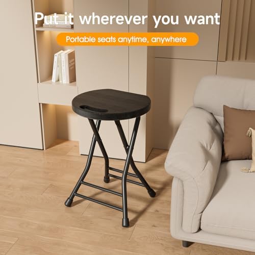 LEDLAY18 Inch Folding Stool with Handle - 500LBS Capacity Portable Foldable Stool with Non-Slip Feet, Heavy-Duty Steel & Plastic Collapsible Stool for Indoor Outdoor Use, Black - Image 6