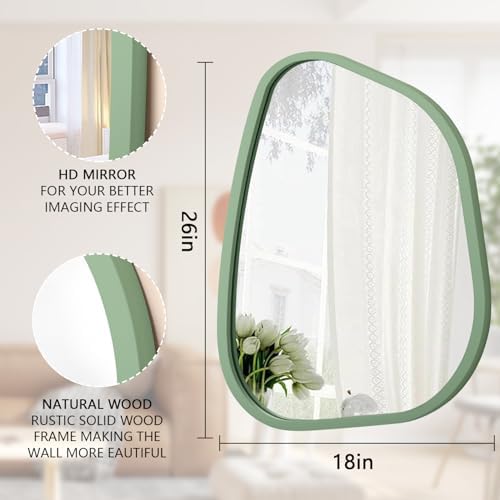 Asymmetrical Mirror for Wall Irregular Accent Wood Frame Modern Unique Wall Mirror Decorative Vanity Bathroom Living Room Bedroom Entryway Hallway Artistic Wavy Mirror Large 26"x18" - Image 7