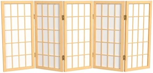 2 ft. Short Desktop Window Pane Shoji Screen - Natural - 5 Panels by RedLantern