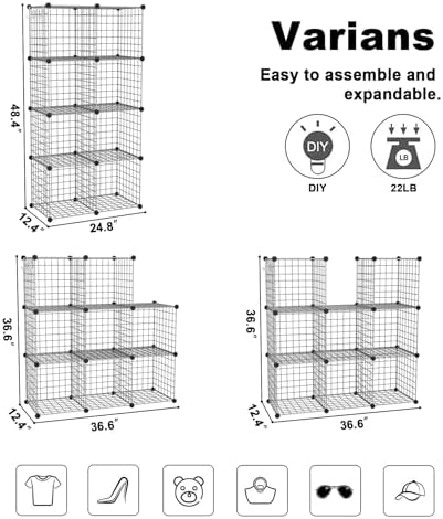 C&AHOME Wire Cube Storage, 8 - Cube Organizer Metal C Grids, Silver Gray - Image 3