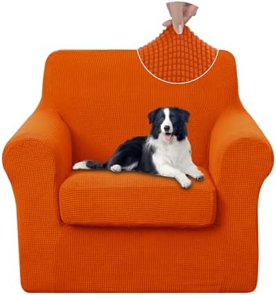 U-NICE HOME 2 Pieces Chair Covers Stretch Chair Slipcover, Orange by U-NICEHOME
