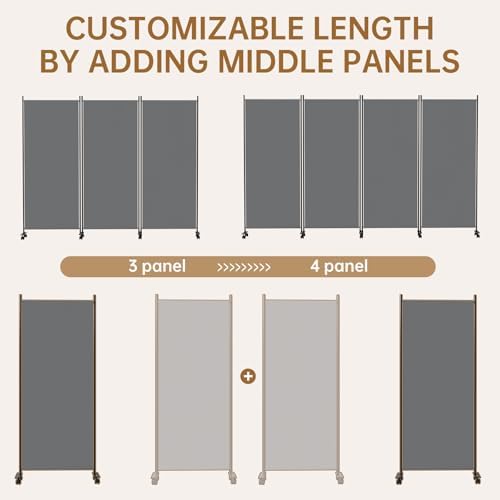 Room Divider 102'' Wide Folding Room Divider Panel with Wheel,Upgraded Base - Image 7