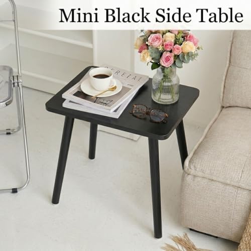 FORAOFUR Side Table, Modern Accent End Table with Wooden Legs, Easy to Assemble Mini Living Room Table for Sofa Bedroom, Minimalist Black Furniture for Small Apartments and Limited Spaces - Image 3