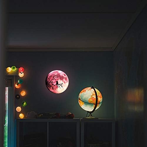 Quanhaigou Glow in The Dark Wall or Ceiling Moon Stickers – Luminous Decal Sticker for Simulated Planet Effect at Night – Red 3D Earth Black Tree Cat - Image 4