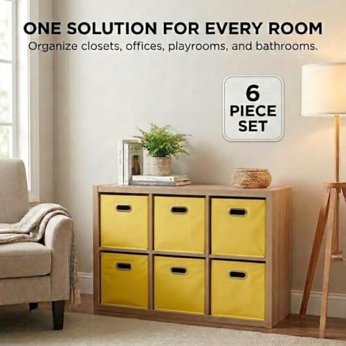 Household Essentials 6 ct Open Fabric Cube Storage Bins, Golden Yellow - Image 6