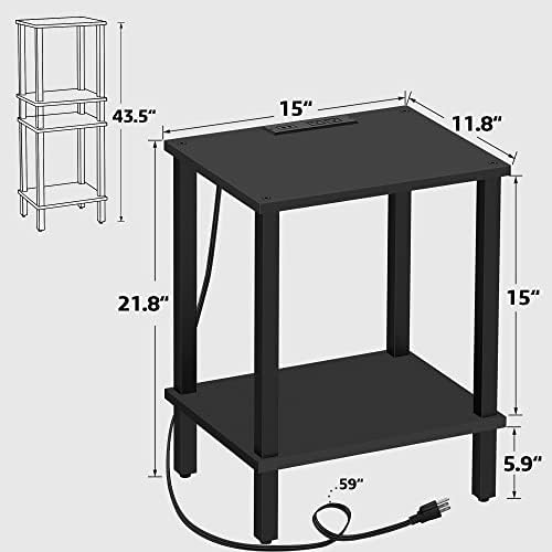 TUTOTAK End Table with Charging Station, Side Table Set of 2, Nightstand - Image 3