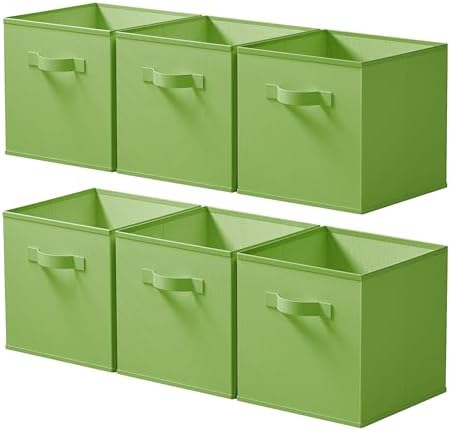 Cupic Cupid 6-Pack 11x11 Storage Cube Bins, Storage Organizer Bins, Green by CupicCupid