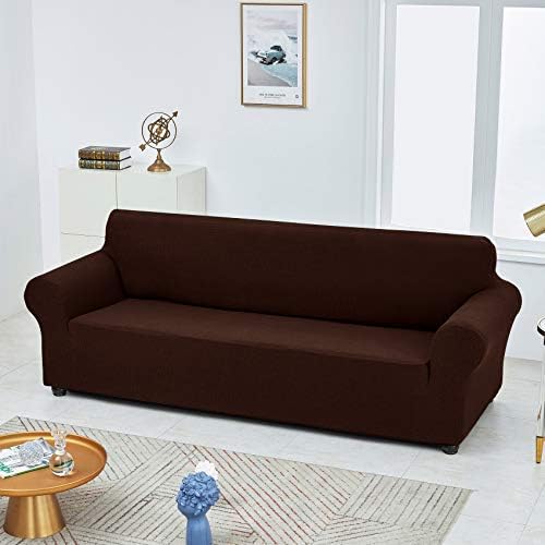 Joccun Stretch Couch Cover Slipcovers, 1-Piece Sofa Covers for 3 Cushion Couch Spandex Jacquard Washable Furniture Protector Cover for Living Room,Kids,Pets(Sofa,Chocolate) - Image 2