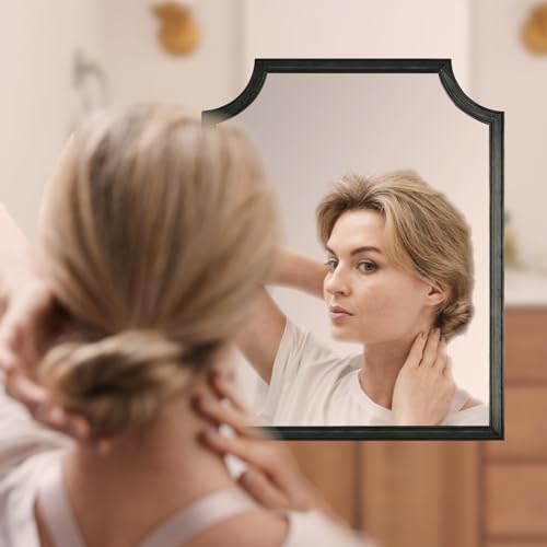 WallBeyond Scalloped Wood Mirror for Wall Decor 16x20 Inch Black Small Bathroom Vanity Rectangle Mirror for Hallway Bedroom Living Room(Black) - Image 4