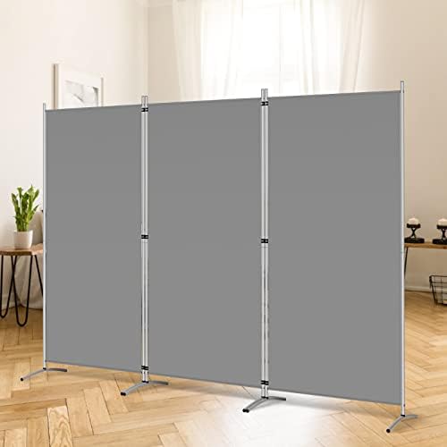 RANTILA 3 Panel Room Divider, 6 Ft Tall Folding Privacy Screen Freestanding Room Partition Wall Dividers, 102''W x 20''D x 71''H, Grey by RANTILA