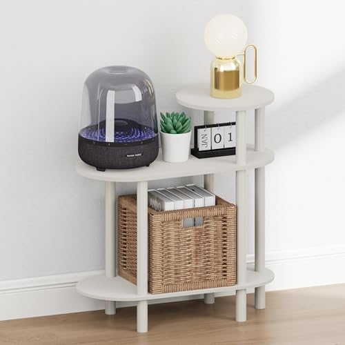Furinno Turn-N-Tube Night Stand, 3-Tier Oval Sofa Nightstand with Open Shelf, Toolless Assembly Narrow End Table, Side Table, Bedside Table, for Bedroom, Closet, Dorm, White - Image 4