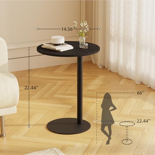 C Shaped End Table, Modern Round Side Table for Couch (Black,14.5") - Image 3